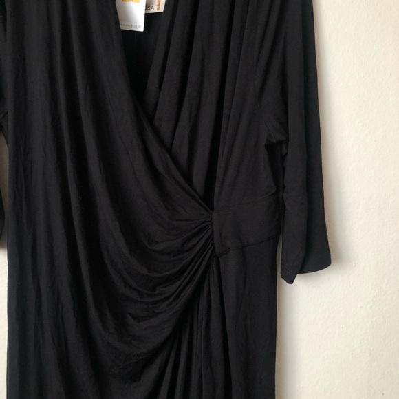 Karen Kane Black Faux Wrap Dress Stretch Knit 3X - Picture 4 of 11